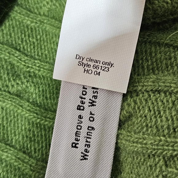 J Crew Vintage Green Angora Cashmere Wool Rayon Turtleneck Cable Knit Sweater L - Picture 8 of 10